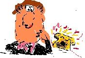Cartoon, person and telephone