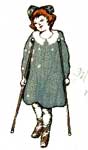 1920s-era drawing of little girl on crutches
